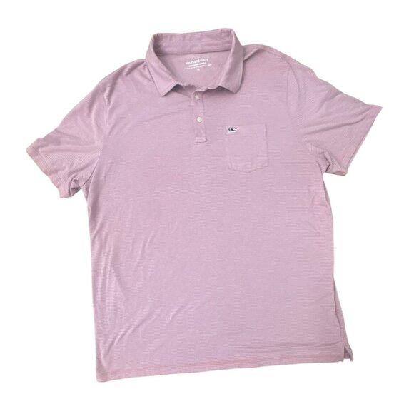 Vineyard Vines Other - Vineyard Vines Edgartown Polo Shirt XL Pink Blue Striped Pima Cotton Blend Mens